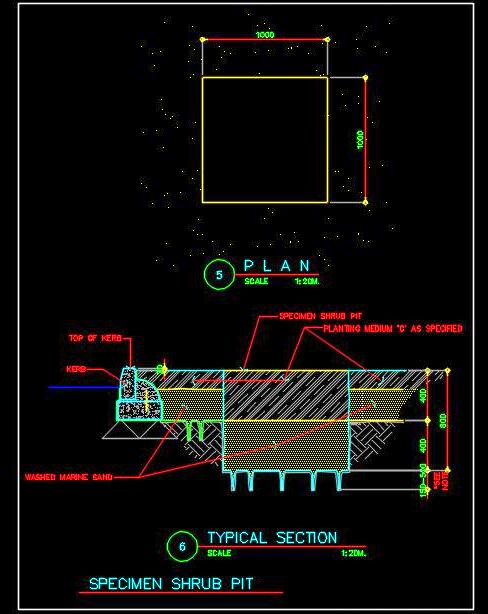 Shrub Plantation AutoCAD Drawing with Pit Design